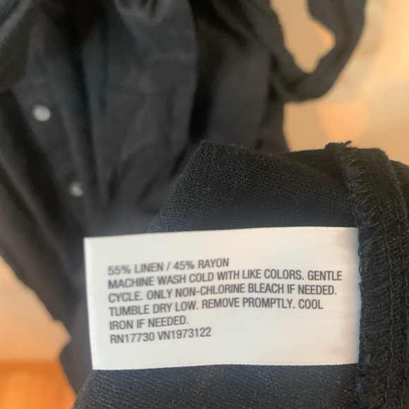 Ave & Viv Black Button Down Linen Midi Dress - Picture 6 of 8